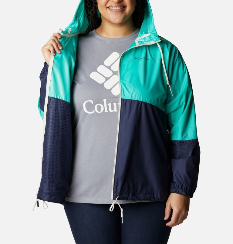 Columbia Flash Forward Windbreaker Jakke Dame Turkis Marineblå | Plus Size 25410Y